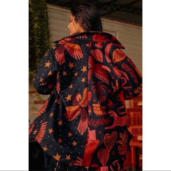 Farm Rio Mixed Black Prints Fleece Shirt Jacket size Small - Picture 1 of 11